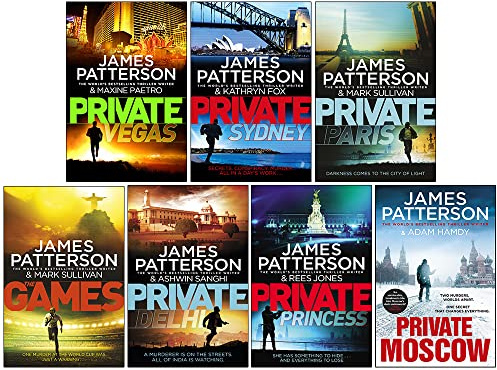 James Patterson Private Series Books 9 - 15 Collection Set (Private Vegas, Private Sydney, Private Paris, The Games, Private Delhi, Private Princess & Private Moscow)