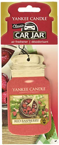 Yankee Candle Car Jar 5901519943, Duft Red Rasberry (Orange, Mandarine, Kirsche, Himbeeren, Erdbeeren, Johannisbeeren, Erdbeerblätter), Auto Dufterfrischer, 7x8cm, Brenndauer bis 4 Wochen