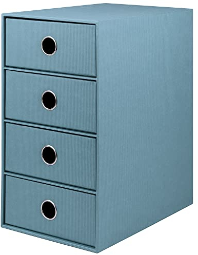 Rössler SOHO 4er Schubladenbox aus Papier | Büro Organizer Schreibtisch | Schubladen Organizer Büro Zubehör & Bürobedarf | Schreibtisch Organizer Box | 18 x 25 x 32 cm | 1 Stück | Farbe: Denim