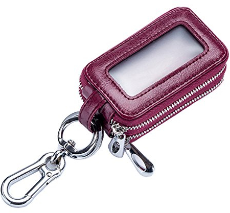 iSuperb Portachiavi in Pelle Portatile Portachiavi Raccoglitore Chiavi in Pelle Raccoglitore Chiave Cuoio Organizzatore Chiavi per Uomo e Donna 9.5x5x3.5cm (Viola)