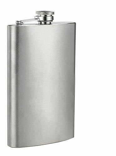 1.7L XL Hip Flask – for Whisky, Alcohol & Vodka, Giant Jumbo Gift Set | Easy Hinged with Screw Cap Lid | Pocket Portable Flask for Men & Women | Extra Large Size, Bigger is Better, Stainless Steel