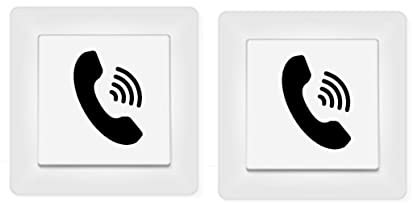 generisch 2X Anruf Symbol Aufkleber Phone Telefon Schalteraufkleber Silhouette Aufkleber (246/2/3) (Schwarz Glanz, 4x3cm)
