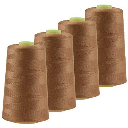 4 x 4572m Qualitäts Overlock-Garn Overlock-Nähgarn Oeko-Tex Farbe 701-740, Farbe:A711 ockerbraun