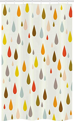 ABAKUHAUS Bunt Schmaler Duschvorhang, Retro Wasser lässt Regen Fallen, Badezimmer Deko Set aus Stoff mit Haken, 120 x 180 cm, Creme Mehrfarbig