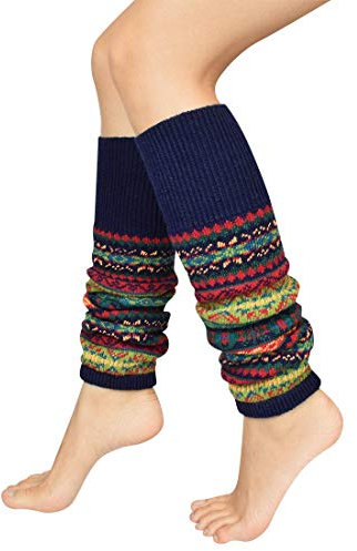 UMIPUBO Women Leg Warmer Striped Ethnic Knitting Wool Footless Knee High Boot Socks Christmas Boot Cuff Cover