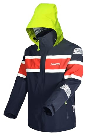 Navis Marine Professionelle Nautische Sicherheitsjacke–Hochsichtbar, Wasserdicht, Atmungsaktiv Ideal für Segeln und Outdoor-Aktivitäten(Blau,XX-Large)