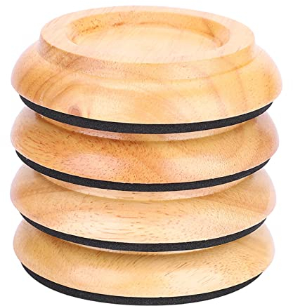 Klavieruntersetzer, 4 Stück Piano Caster Cups Aufrechte Runde Klavier Fußpolster Buchenholz Untersetzer Tassen mit rutschfestem Eva-Schaum für Bodenschoner(Holzfarbe)