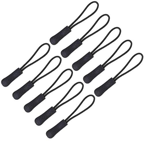 POFET 10 Stück Zip Tags Cord Pulls Zipper Extension Zip Slider Schwarz