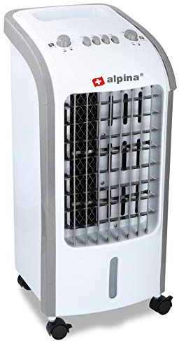 Alpina Air Cooler - Luftkühler - Luftbefeuchter - mit 2 Kühlelemente - 3 Lüftungsmodi - bis zu 270m3 - Weiß, 62 WATT