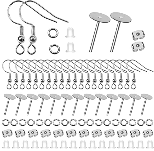 TOAOB 500 Stück Ohrring Machen Kit Versilbert Ohrhaken Ohrring Stopper Ohrstecker Rohling Jump Ringe Silberton für DIY Ohrringe Schmuckherstellung