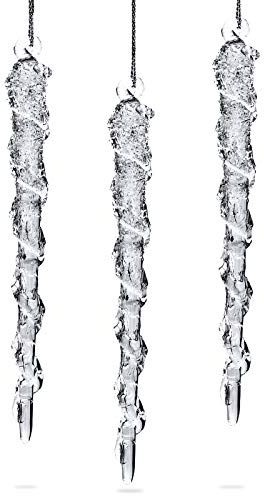 SIKORA BS385 Eiszapfen Christbaumschmuck Glas Figur Weihnachtsbaum Anhänger 3er Set, Farbe:3er Set