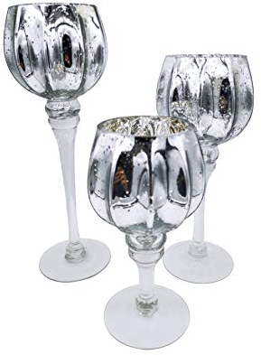 3tlg. Teelichthalter Glas Kerzenhalter, Hoch 30/25/20cm Romantische Glaskelch Windlicht Set für Tischdekoration Kerzenständer für Weihnachts Wohnzimmer Geburtstag Hochzeit Feier Deko
