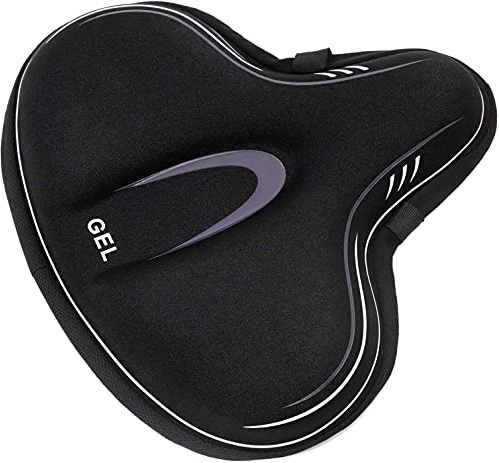 YBEKI Fahrrad Sattelbezug mit 3D-Gel-Schaum & Hohl-Design – Atmungsaktive Anti-Rutsch Sitzauflage für Indoor-Trainer/Spinning Bike/Mountainbike(21-26cm Breite)