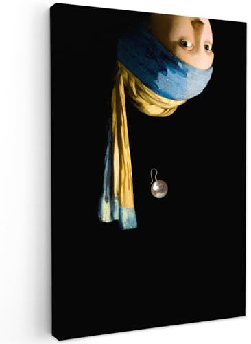 MuchoWow© Leinwand Bilder, Einzigartige Wanddeko mit Rahmen, Mädchen mit | 40x60 cm - Perlenohrring - Vermeer - Kunst, Wandbilder Wohnzimmer, Deko Schlafzimmer