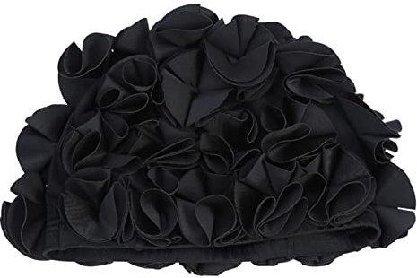 Bonnet De Bain Fleur Vintage, Pétales Mode Chapeau De Bain Fleurs 3D Nylon Cheveux Longs Nager Casquette Occasionnel Femme Style Motif Floral Rétro Natation Tendance Pétale Plage Voyage Noir