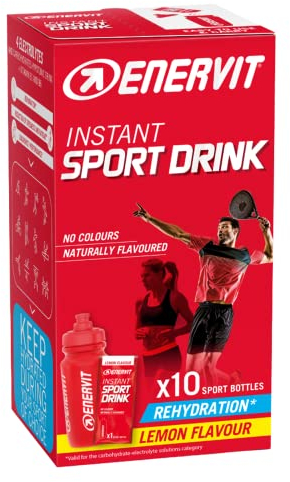 Enervit Instant Sport Drink, Indicato per Sport Indoor, Padel e Tennis, Contro Stanchezza e Affaticamento, a Base di Sali Minerali e Carboidrati, Gusto Limone, Senza Coloranti, 10 Buste da 16 Grammi