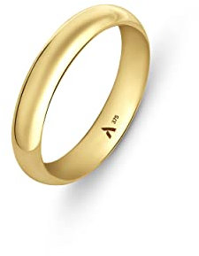 Amberta Allure Unisex Hochzeits Ring aus 9K Gold: Dicke 4 mm - Innen Umfang - Größe 64 mm