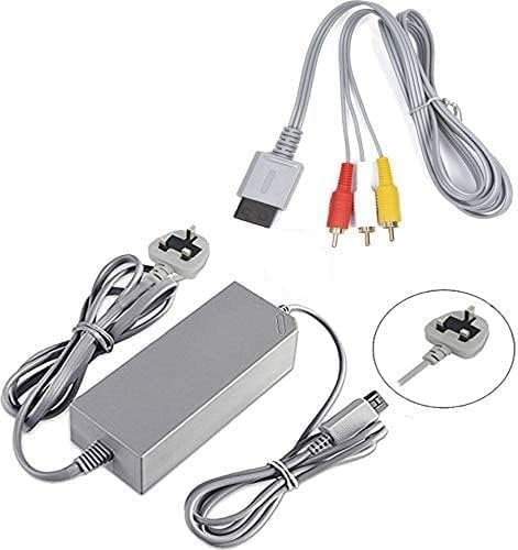 CHILDMORY AC Power Adapter UK Plug Power Supply With AV Audio Video Cable Cord for Wii Console System