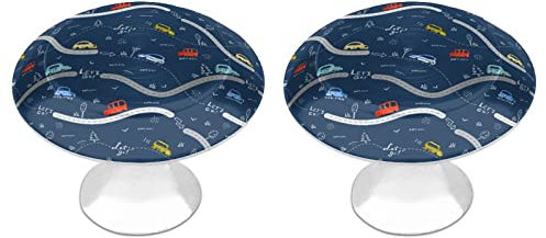 2 Piezas Pomos y Tiradores Infantiles Perillas Decorativas para Armario Puerta Pomos de Cristal para Cajones Multicolor con Diseño coche conduciendo azul