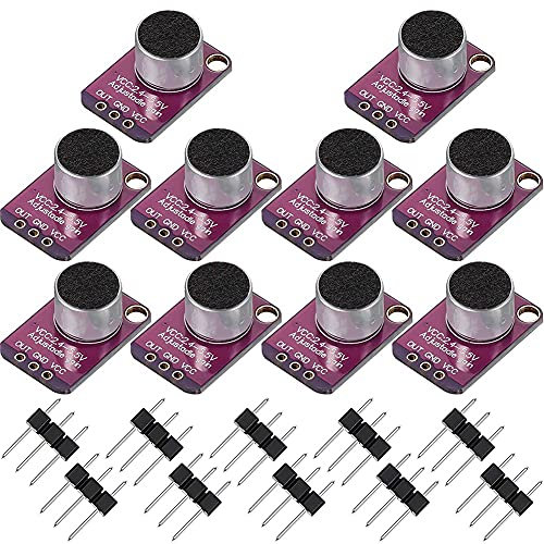 Gkhowiu 10 PCS Electret Microphone Amplifier Adjustable MAX4466 Module Microphone Preamplifier Purple Breakout Board for