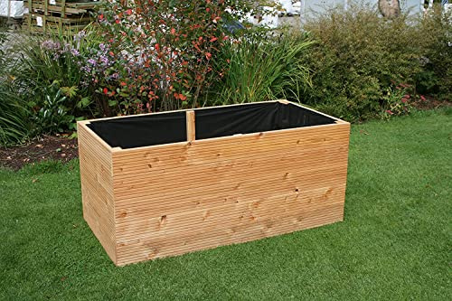 Gartenwelt Riegelsberger Elegantes Hochbeet Kräuterbeet Pflanzbeet Lärche Gemüsebeet 140x40 cm Höhe 71 cm aus Lärchenholz 27 mm geriffelt