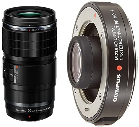 Olympus M.Zuiko ED 90 mm F3,5 Macro Pro Tele-Makro-Objektiv, Kompatibel Mit Kameras + 1,4-Fach-Telekonverter MC-14 für ED 40-150 mm PRO