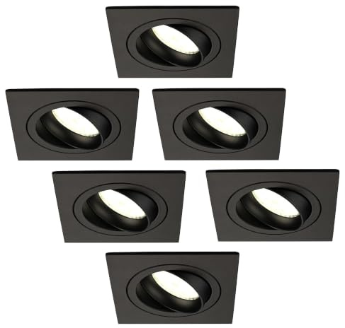 Ledvion 6er Set LED Einbaustrahler Schwarz 3W dimmbar Neutralweiss | Einbaumass Ø92mm; Fuer trockene Innenraeume wie Wohnzimmer Kueche und Flur; Integrierte LED Lichtquelle enthalten