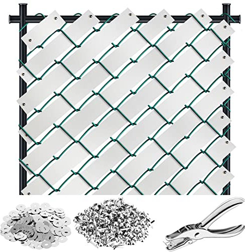 Lanties 262.5ft Chain Link Fence Privacy Slats & 302Pcs Button Puncher, White Plastic Contemporary Fence Panel for Home, School, Business, Stadiums