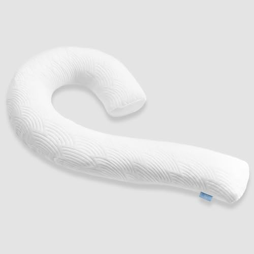 SCHNAUZER HOME Body Pillow for Adults - Soft Long Bed Pillows Insert for Sleeping - Shredded Memory Foam and Removable Washable Cover - Swan Shaped Side Sleeper Pregnancy Pillow 124 x 66 cm