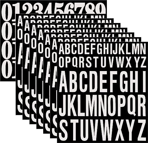 Tianorcan 8 Blätter Selbstklebende Vinyl Buchstaben Zahlen Kit, Großbuchstaben Aufkleber, für Briefkasten, Schilder, Auto, Fenster, Tür und Adressnummer (Weiß)