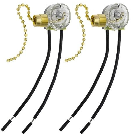 ECSiNG 2Pcs Pull Chain Switches Replacement JX42B Model Pull Chain Cord Switch Accessories for Wall Lamps Ceiling Fan Wall Fan Table Lamps Gold
