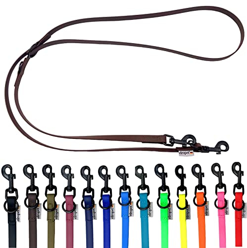 Biothane Hundeleine schwarzer Haken verstellbar für kleine Hunde/große Hunde 2m / 2,40m / 2,80m / 3,50m / 5m (Braun, 5m X 13mm)