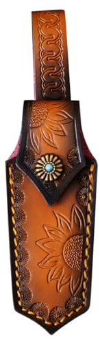 MiOYOOW Étui Cuir Pliant 5,5 pour Couteau de Poche - Housse Vintage avec Trou de Suspension pour Ceinture - Idéal pour Camping, Chasse, Randonnée (Sans Couteaux)