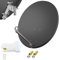 80cm Spiegel Schüssel Stahl + Logisat Single LNB | 1 Teilnehmer SAT Anlage HD Digital Set anthrazit | DVB-S/S2 Full HDTV 3D 4K Ultra HD UHD Empfang
