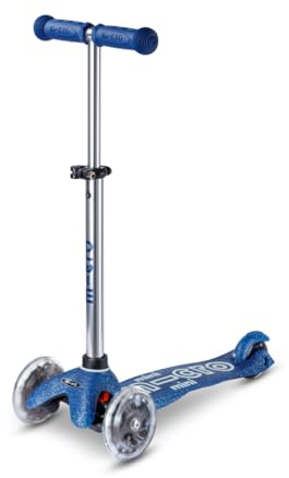 micro™ | Mini micro Deluxe Fairy Glitter LED | Höhenverstellbar | Das ORIGINAL | Kinderroller ab 2 Jahren | Inklusive LED Rollen | | Jungs & Mädchen 2-5 Jahre (Galaxy Glitter Navy)