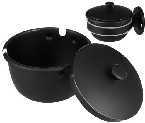 SOLUSTRE Wandaschenbecher Edelstahl-Aschebehälter Mit Deckel Selbstklebender Aschehalter Stanzfreier Aschenbecher Schmuck-Organizer Für Badezimmer Toilette Heimbüro Schwarz