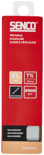 SENCO ZX16EAAR 1-3/8 21 Gauge Pin Nails, Galvanized Finish 2,000 Count Pack
