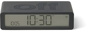 Lexon Flip Classic réveil Matin Lumineux, réversible avec Faces on Off et Fonction Snooze, à écran LCD et Lumière Tactile, Rechargeable par USB-C - Gris Sombre