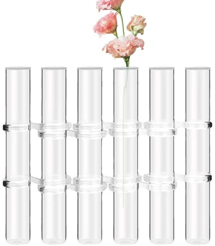 Klappbare Blumenvase, 8 Stück/6 Stück, transparente Tischvasen, Glas-Blumenvase, Hydrokulturvase mit Haken und Bürste, Hydrokultur-Pflanzenvase, Reagenzglasvase, Blumenbehälter für Wohnzimmer und