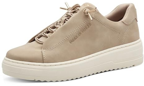 MARCO TOZZI Damen Sneaker flach mit Schnürsenkeln Elegant, Beige (Dune), 42 EU