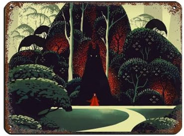 Eyvind Earle Red Riding Hood Art Wolf Art Poster Blechschild Vintage Metall Pub Club Cafe Bar Home Wandkunst Dekoration Poster Retro 30 x 40 cm