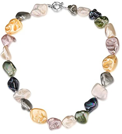 FULU AUTUMN Große Muschel Perlenkette Damen Unregelmäßige Perlen Statement Choker Kette Boho Modeschmuck Geschenke für Frauen(08-Colorful)