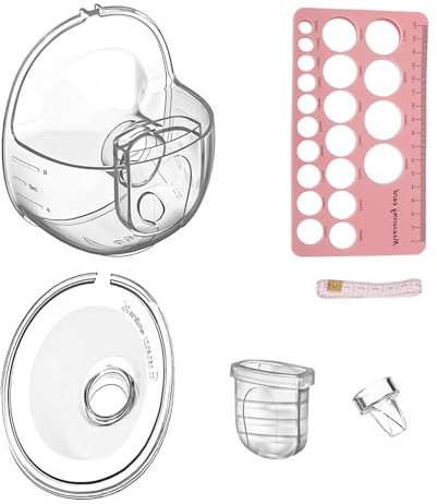 8 Stück Milchpumpen-Ersatzteile mit 1 × Flanschschutz 24 mm 2 × Entenschnabelventil 2 × Silikonmembran 1 × Milchsammelbecher 1 × Lineal 1 × Flanschlineal kompatibel mit Lansinoh NCVI Nuliie NICEGREEN
