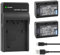2X NP-FH50 Batterie et Chargeur USB Compatible avec Sony DSLR-A330, DSLR-A380, DSLR-A390, DSC-HX1, DSC-HX100V, DSC-HX200V, HDR-TG5V, HDR-TG1E, HDR-TG3, HDR-TG5, HDR-TG7