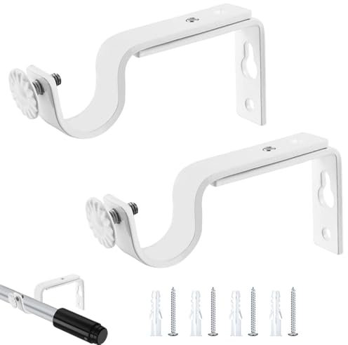 Support de Tringle à Rideau Réglable, 2Pcs ø20-25mm Support Mural Réglable Support pour Tringle à Rideau en Métal avec Vis de Fixation Support de Rideau pour Les Bureaux Les Armoires De Chambre