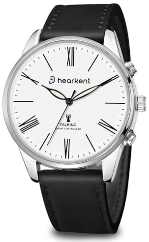 Hearkent Herren Sprechende Uhr,Senioren Armbanduhr mit Deutscher Stimme,Großzifferblatt Uhren für Sehbehinderte,Sprechende Uhr Blinde,Laut und Deutlich,Klassische Analog Funkuhr Herren(Schwarz)