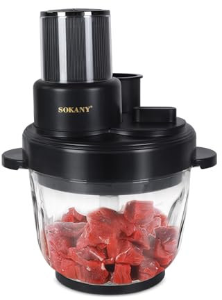 Hoapin Robot da Cucina 3 in 1, Tritatutto da Cucina Elettrico con Ciotole 3L, Frullatore a Immersione, Tritatutto Elettrico per Verdure, Frullatore 1000W per Carne Frutta Verdura