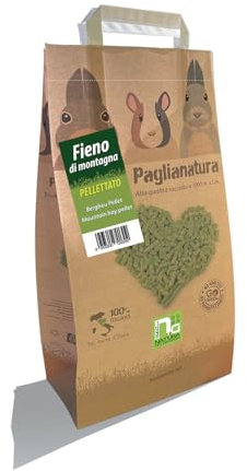 Paglianatura Pellet de heno, 3 kg, pienso Compacto para Conejos y roedores, Rico en Fibra y Saludable para la digestión