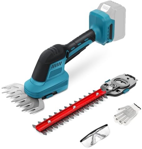 Tagliasiepi a batteria compatibile con Makita 18 V, cesoie 2 in 1 e cesoie per arbusti, tosaerba per prato, cortile, giardino, larghezza di taglio 24 cm e 13,5 cm (S)