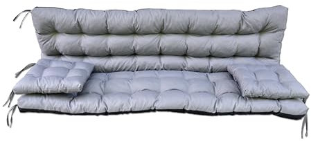 nana shop wasserdichtes Kissen für die Gartenschaukel, Gartenschaukelkissen 160 cm, Schaukelkissen, Kissen für Hollywoodschaukel, Gartenkissen, Bankkissen (Grau)